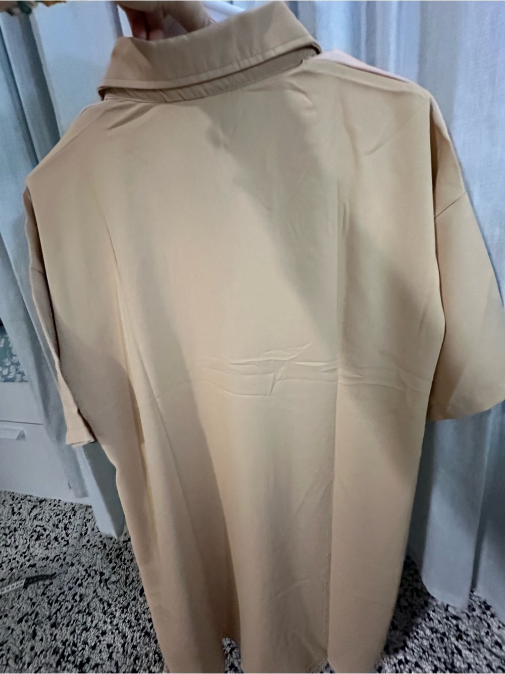 Fly.T Beige Collared Short Sleeve dress shirt- Tunic - Picture 6 of 6